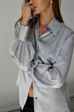 Load image into Gallery viewer, Balloon Sleeve Shirt - Silver Silk