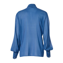 Load image into Gallery viewer, Pussy Bow Shirt - Delft Blue