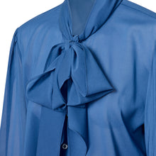 Load image into Gallery viewer, Pussy Bow Shirt - Delft Blue