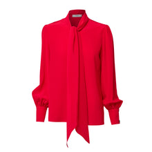 Load image into Gallery viewer, Pussy Bow Shirt - Cherry Red
