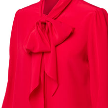 Load image into Gallery viewer, Pussy Bow Shirt - Cherry Red
