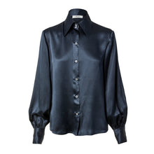 Load image into Gallery viewer, Balloon Sleeve Shirt - Midnight Silk