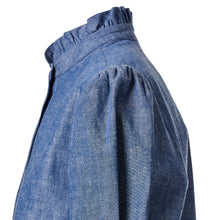 Load image into Gallery viewer, Ruffle Short Sleeve Shirt - Chambray
