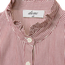 Load image into Gallery viewer, Ruffle Shirt - Burgundy stripe