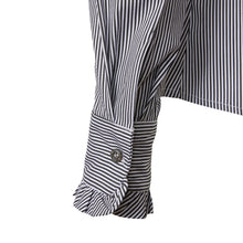 Load image into Gallery viewer, Ruffle Shirt - Charcoal stripe