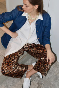 Slim pant -Leopard silk