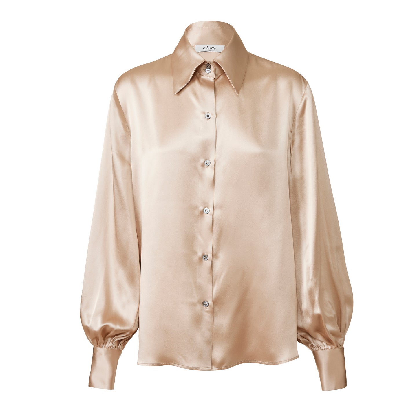 Balloon Sleeve Shirt - Beige Silk