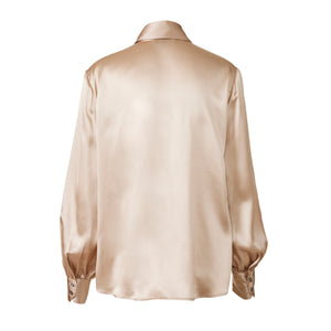 Balloon Sleeve Shirt - Beige Silk