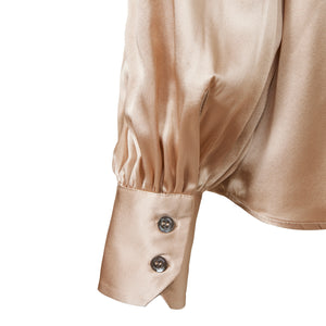 Balloon Sleeve Shirt - Beige Silk