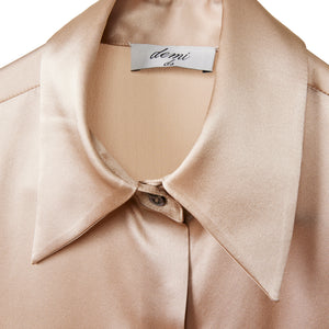 Balloon Sleeve Shirt - Beige Silk