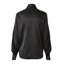Load image into Gallery viewer, Balloon Sleeve Shirt - Black jacquard silk
