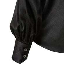 Load image into Gallery viewer, Balloon Sleeve Shirt - Black jacquard silk
