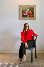 Load image into Gallery viewer, Pussy Bow Shirt - Cherry Red
