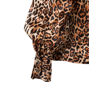 Balloon sleeve shirt - Leopard print silk