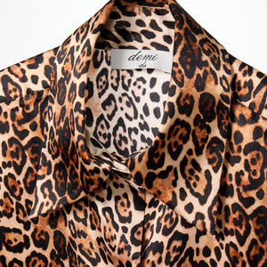 Balloon sleeve shirt - Leopard print silk