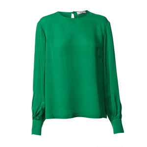 Collarless Blouse - Emerald