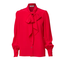 Load image into Gallery viewer, Pussy Bow Shirt - Cherry Red
