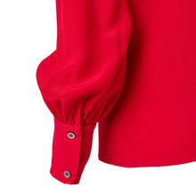 Load image into Gallery viewer, Pussy Bow Shirt - Cherry Red
