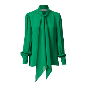 Pussy Bow Shirt - Emerald
