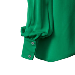 Pussy Bow Shirt - Emerald