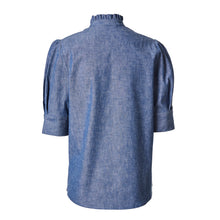 Load image into Gallery viewer, Ruffle Short Sleeve Shirt - Chambray
